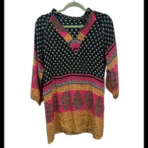 Tolani Black and Pink Patterned 100% silk Tunic